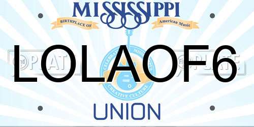 LOLAOF6 Mississippi License Plate
