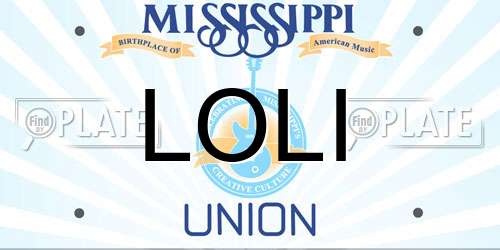 LOLI Mississippi License Plate