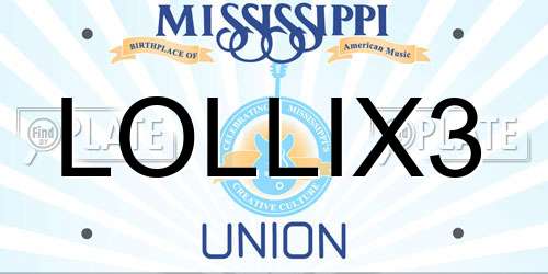 LOLLIX3 Mississippi License Plate