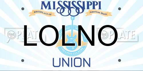 LOLNO Mississippi License Plate
