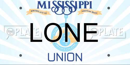LONE Mississippi License Plate