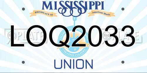 LOQ2033 Mississippi License Plate