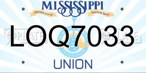 LOQ7033 Mississippi License Plate