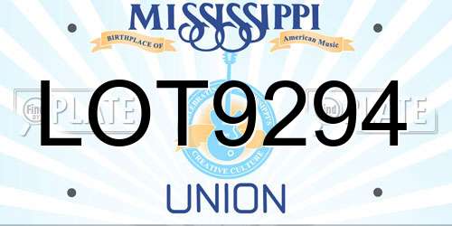 LOT9294 Mississippi License Plate