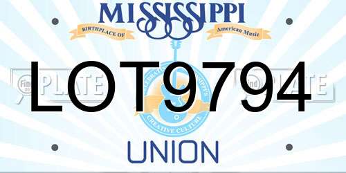 LOT9794 Mississippi License Plate