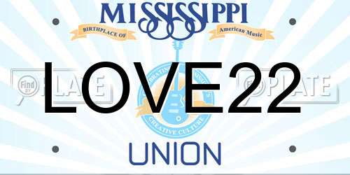 LOVE22 Mississippi License Plate