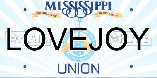 LOVEJOY Mississippi License Plate
