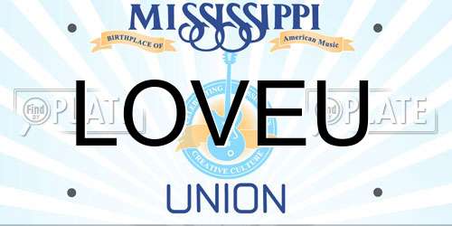 LOVEU Mississippi License Plate