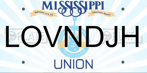LOVNDJH Mississippi License Plate