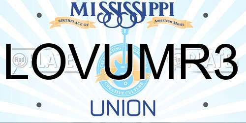 LOVUMR3 Mississippi License Plate
