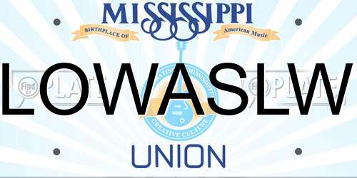 LOWASLW Mississippi License Plate