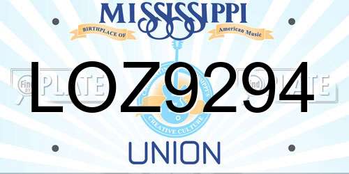 LOZ9294 Mississippi License Plate