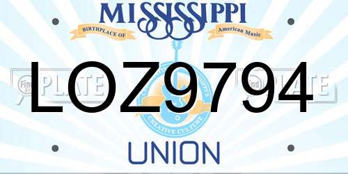 LOZ9794 Mississippi License Plate