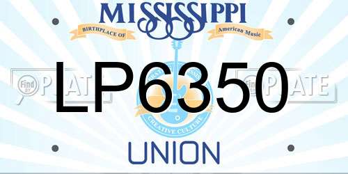 LP6350 Mississippi License Plate