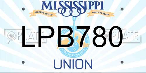 LPB780 Mississippi License Plate