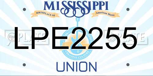LPE2255 Mississippi License Plate