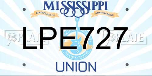 LPE727 Mississippi License Plate