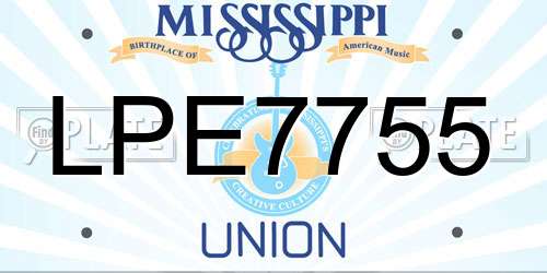 LPE7755 Mississippi License Plate