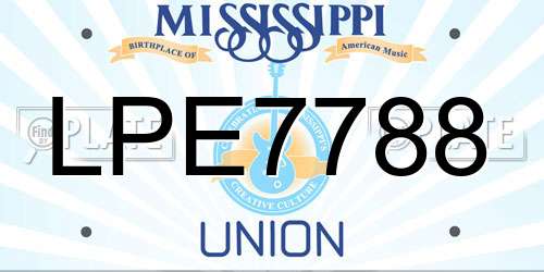 LPE7788 Mississippi License Plate