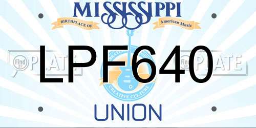 LPF640 Mississippi License Plate