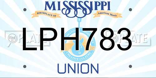 LPH783 Mississippi License Plate