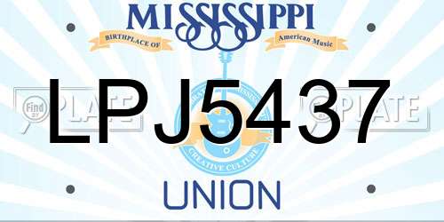 LPJ5437 Mississippi License Plate