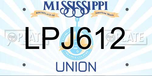 LPJ612 Mississippi License Plate