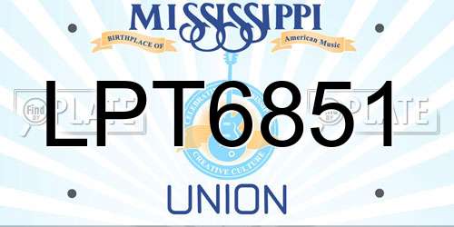 LPT6851 Mississippi License Plate