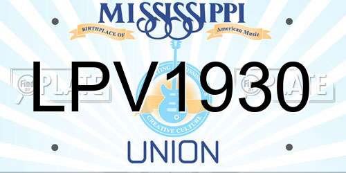LPV1930 Mississippi License Plate