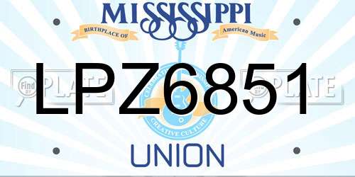 LPZ6851 Mississippi License Plate