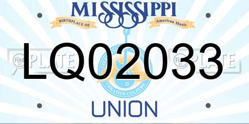 LQ02033 Mississippi License Plate