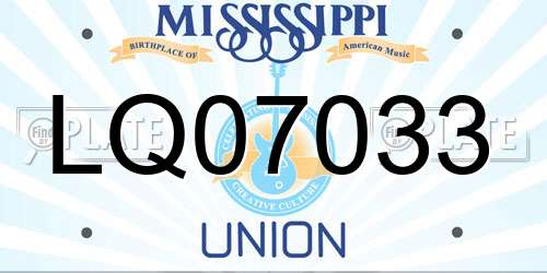 LQ07033 Mississippi License Plate