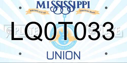 LQ0T033 Mississippi License Plate