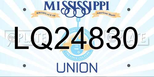 LQ24830 Mississippi License Plate