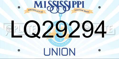 LQ29294 Mississippi License Plate