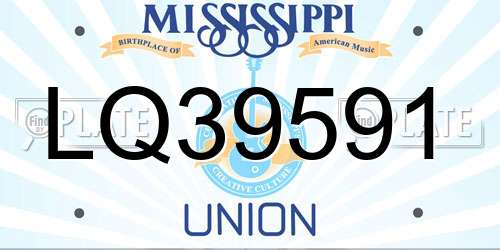 LQ39591 Mississippi License Plate