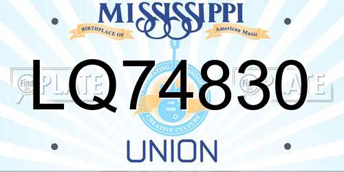 LQ74830 Mississippi License Plate