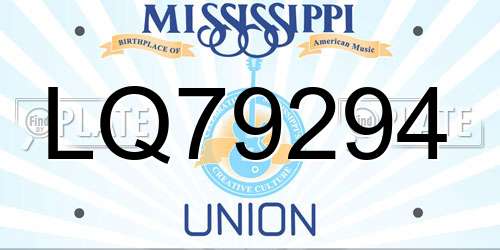 LQ79294 Mississippi License Plate