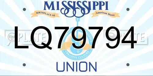 LQ79794 Mississippi License Plate