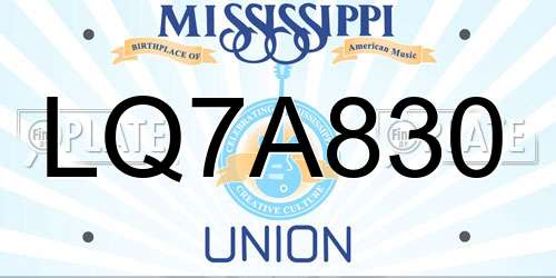 LQ7A830 Mississippi License Plate