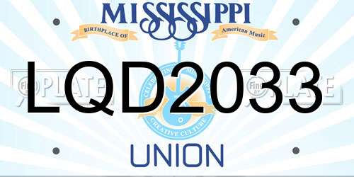 LQD2033 Mississippi License Plate