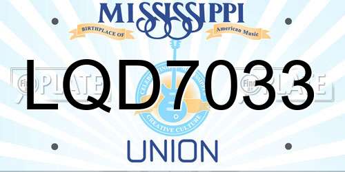 LQD7033 Mississippi License Plate