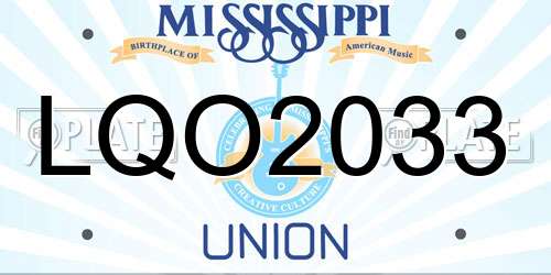 LQO2033 Mississippi License Plate