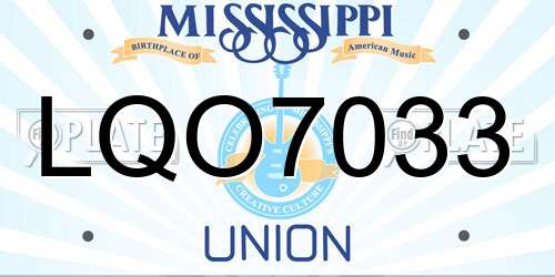 LQO7033 Mississippi License Plate