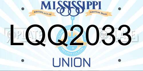 LQQ2033 Mississippi License Plate