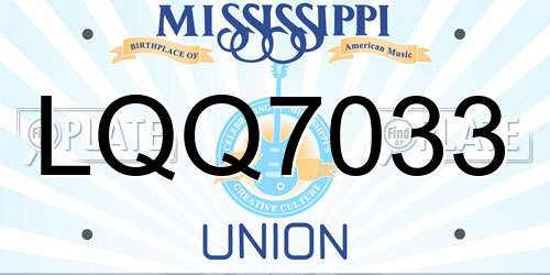 LQQ7033 Mississippi License Plate