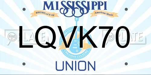 LQVK70 Mississippi License Plate