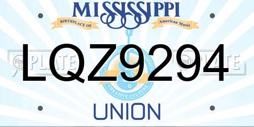 LQZ9294 Mississippi License Plate