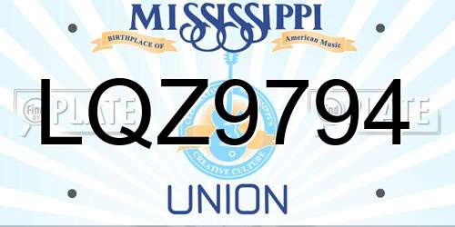 LQZ9794 Mississippi License Plate