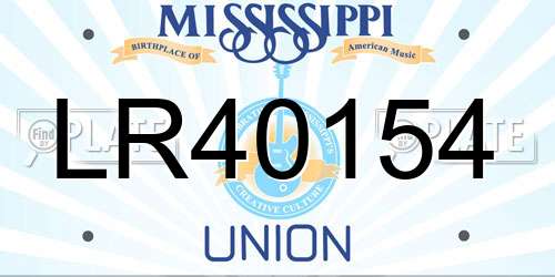 LR40154 Mississippi License Plate